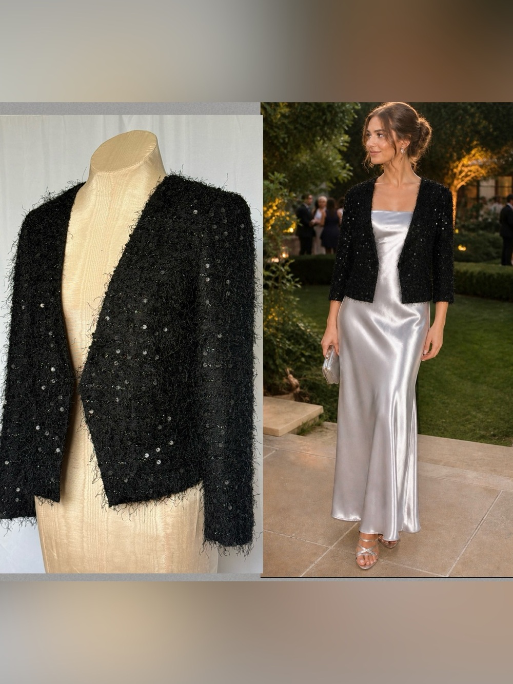 LOFT Sequin Eyelash Evening Jacket - EUC
